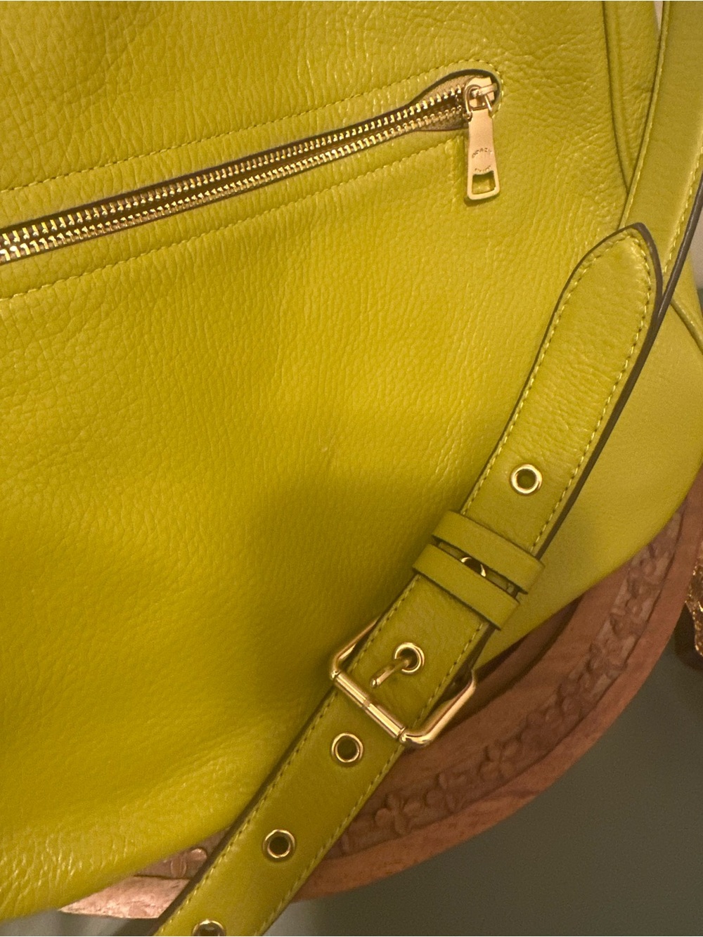 Coach Lime Green Pebbled Leather Shoulder Bag - Picture 4 of 5